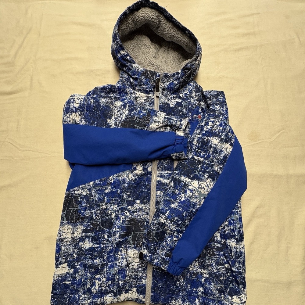 SwissTech Youth  (10-12) Hooded Full Zip Fleece Lined Jacket Blue/White/Gray